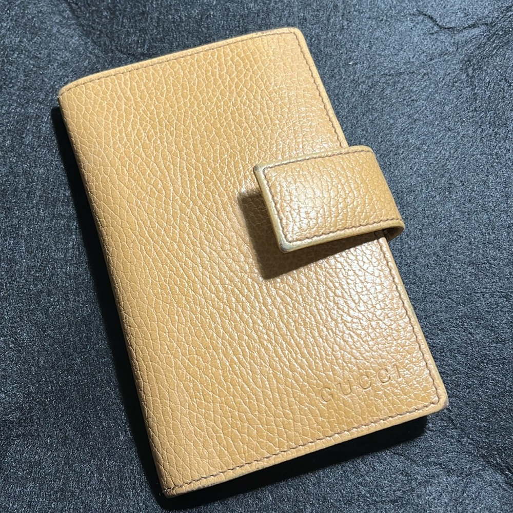 Gucci Bifold Card Wallet Purse Leather Beige Preloved Authentic